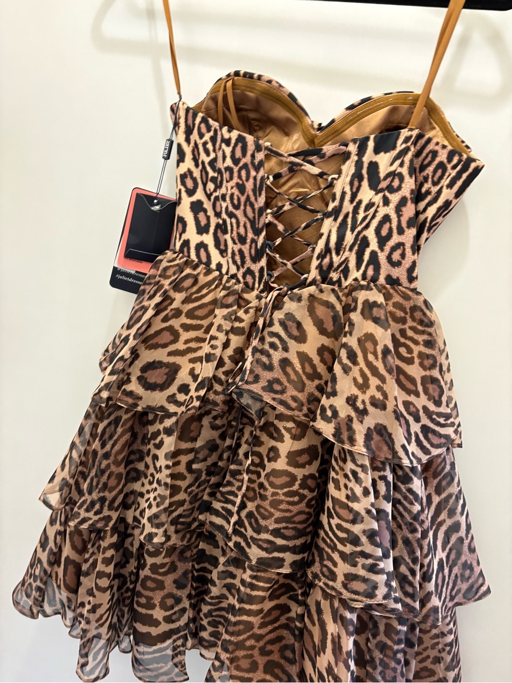 Leopard Print Ruffle Mini Dress - Brown - Picture 5 of 5